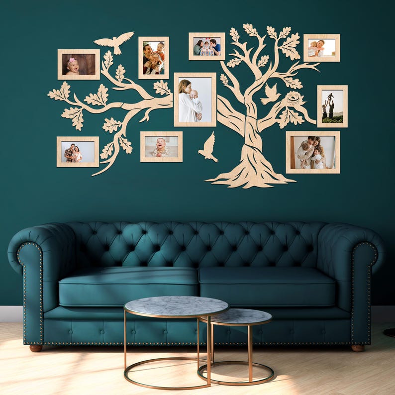 Family Tree Wall Art, Family Tree Photo Collage, Wooden Family Tree ...