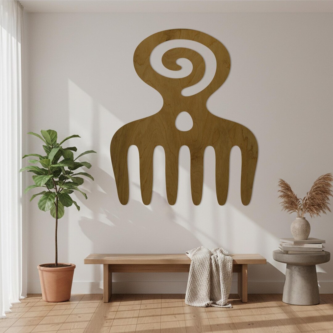 Duafe Adinkra Symbol Wooden Wall Art, Afro Comb Wall Art, Laser Cut ...