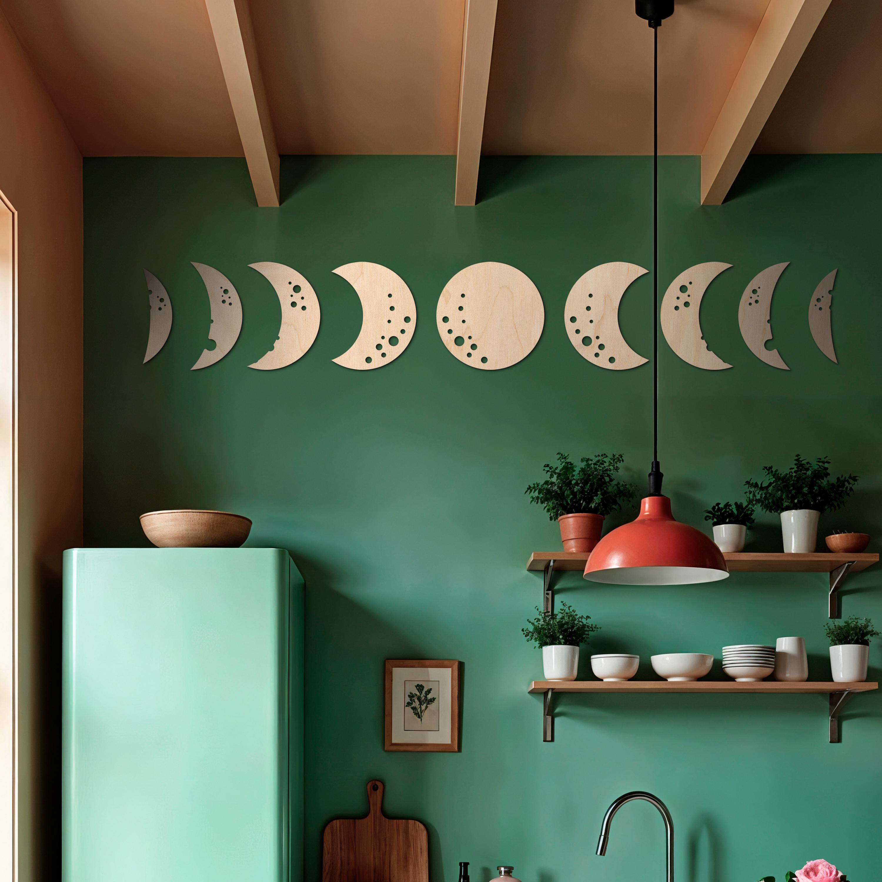 Moon Phase Wooden Wall Art, Moon Phase Wall Decor, Moon Phase Wall ...