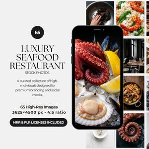 65 stockbilder från lyxiga fiskrestauranger, redaktionella bilder av finare restauranger (digital nedladdning av MRR och PLR)