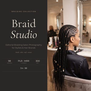 Braid Studio Stock Photos | Box Braids Salon Photography for Stylists | PLR MRR Commercial License