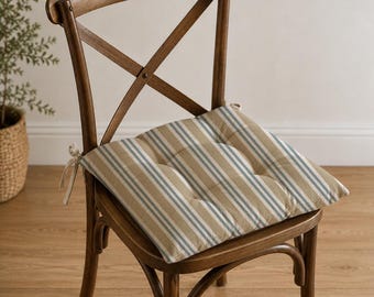 100% Leinen Sitzkissen, 100% Baumwolle, Landhaus Deko für Esszimmerstühle,