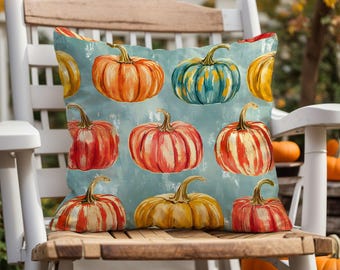Hand-Painted Pumpkin Pillow Cover: Vibrant Fall Decor