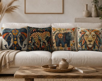 Safari Tier Kissenbezüge, Boho Wildtiere dekorative Kissenbezüge, Sofa Dekor