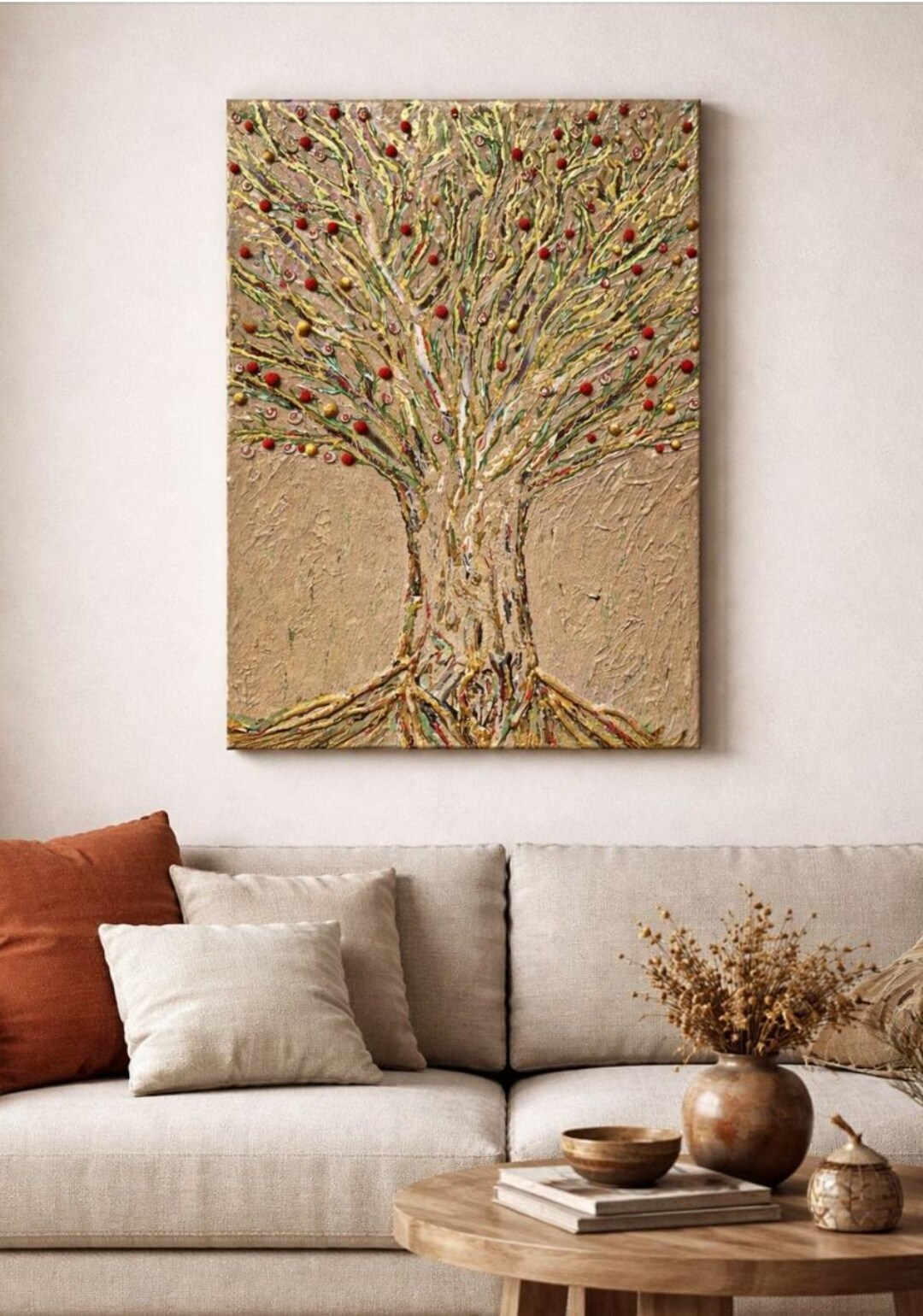 Textured Tree of Life Painting – Original Acrylic & Silicone Art (25x35 ...