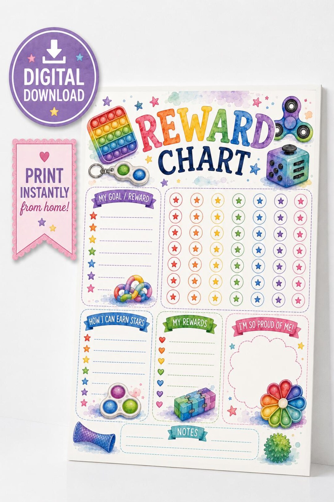 Fidget Reward Chart Printable | Fidget Reward Chart for Toddlers ...
