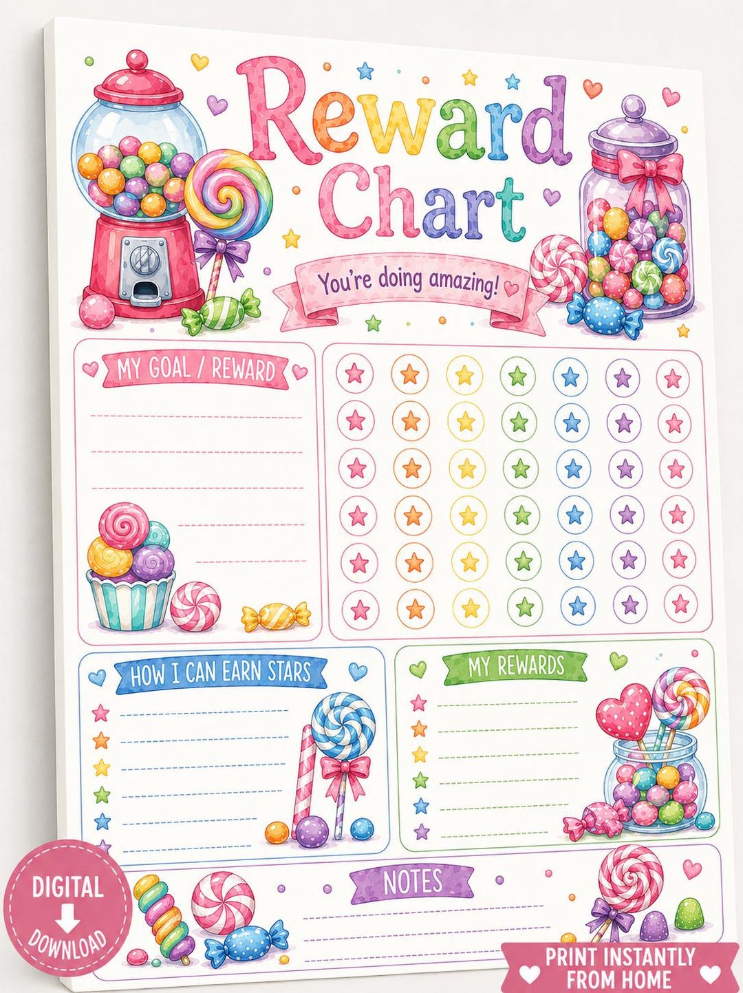 Candy Reward Chart Printable | Candy Reward Chart for Toddlers ...