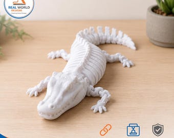 Articulated Crocodile Fidget Toy | 3D Printed Reptile Desk Pet | Flexible Crocodile Shelf Decor | Over 30 Colors