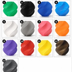 May include: A product display showcasing 13 spiral-shaped objects in various colors. The colors include green, black, blue, light blue, white, gray, pink, orange, purple, red, yellow, brown, and dark gray. The text "Standard Colors Available" is at the top.