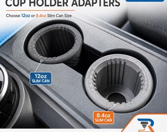 Slim Can Cup Holder Adapter for Car, 12oz or 8.4oz Slim Can Insert, Removable PETG Vehicle Drink Holder, Black
