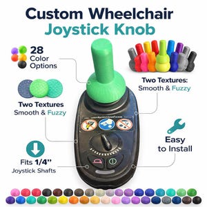 Wheelchair Joystick Knob | Power Chair Controller Grip | 1/4 Inch Shaft Replacement | Mobility Aid Accessory | 28 Colors