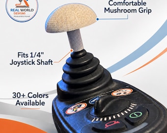 Custom Power Wheelchair Joystick Knob | Mushroom Grip Mobility Scooter Joystick Topper | 1/4 Inch Shaft | 30+ Colors | 3 Sizes