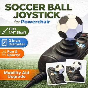 Soccer Ball Joystick for Powerchair | 1/4" Shaft | Wheelchair Joystick Knob | Mobility Aid Upgrade | Sports Style | Custom Made PLA