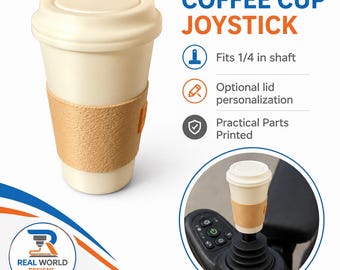 Coffee Cup Power Chair Joystick Knob, 1/4 Inch Shaft, Personalized Coffee Cup Mobility Chair Accessory, Custom Joystick Topper