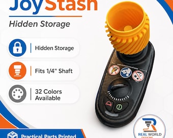 Powerchair Joystick Knob with Hidden Storage | 1/4 Inch Shaft Mobility Topper | Practical 3D Printed Chair Accessory | 32 Colors
