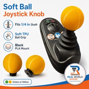 Soft Ball Powerchair Joystick Knob, TPU Squeezable Grip for 1/4 Inch Shaft, Adaptive Power Chair Control Handle, Green or Yellow