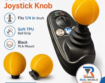 Soft Ball Powerchair Joystick Knob, TPU Squeezable Grip for 1/4 Inch Shaft, Adaptive Power Chair Control Handle, Green or Yellow