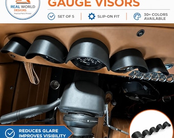 Vanderhall Carmel Gauge Visors – Set of 5 Slip-On Gauge Covers, Custom 3D Printed Dash Sun Shades, 30+ Colors