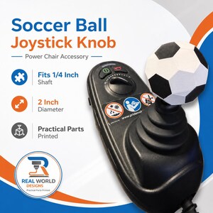 Soccer Ball Power Chair Joystick Knob, Custom Wheelchair Joystick Top, 2 Inch Powerchair Controller Grip, Adaptive Mobility Accessory