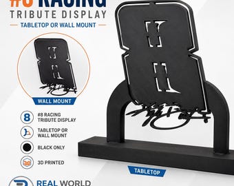 Kyle Busch Black #8 Racing Tribute Display – Tabletop or Wall Mount Stock Car Decor, Motorsports Shelf Art, Garage Man Cave Racing Fan Gift