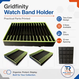 Gridfinity Watch Band Holder | Smartwatch Band Organizer | Apple Watch Band Storage | Modular Drawer Organizer | 2 Color 3D Printed Holder