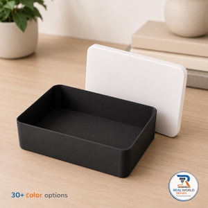 Stackable Organizer Box with Lid | Custom 2 Color Storage Bin | Desk & Small Parts Organizer