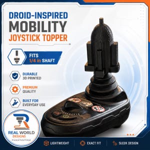 Perilla de joystick para silla de ruedas eléctrica inspirada en droides, eje de 1/4 de pulgada, accesorio de movilidad de ciencia ficción, remate para silla adaptada.