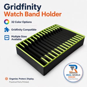 Gridfinity Watch Band Holder | Smartwatch Band Organizer | Apple Watch Band Storage | Modular Drawer Organizer | 2 Color 3D Printed Holder