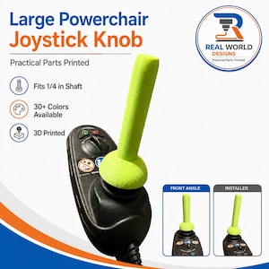 Large Powerchair Joystick Knob – 1/4 Inch Shaft Replacement Handle – 3D Printed Custom Mobility Chair Accessory
