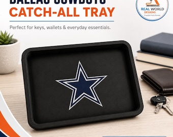 Dallas Cowboys Catch All Tray, Football Fan Desk Organizer, Black Key Tray, Sports Decor, Man Cave Gift, Entryway Tray