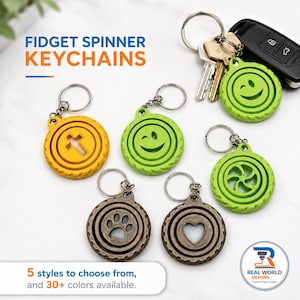 Llavero Fidget Spinner impreso en 3D, mini juguete sensorial de bolsillo, 5 opciones de diseño.