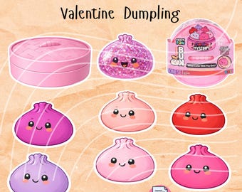 Mystery Valentine Dumpling PNG Bundle | Kawaii Stickers (Digital Download