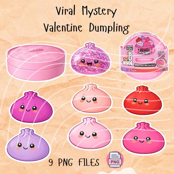 Mystery Valentine Dumpling PNG Bundle | Kawaii Stickers (Digital Download