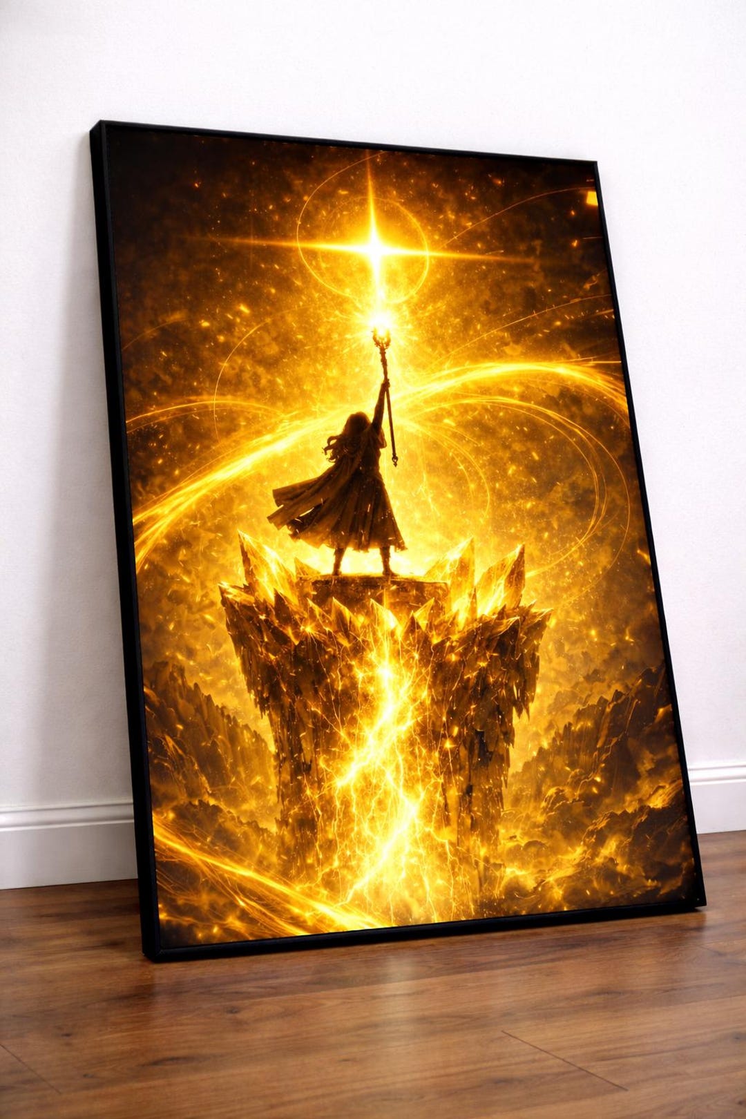 Divine Mage Canvas Wall Art, Holy Magic Sorcerer, Dark Fantasy Radiant ...