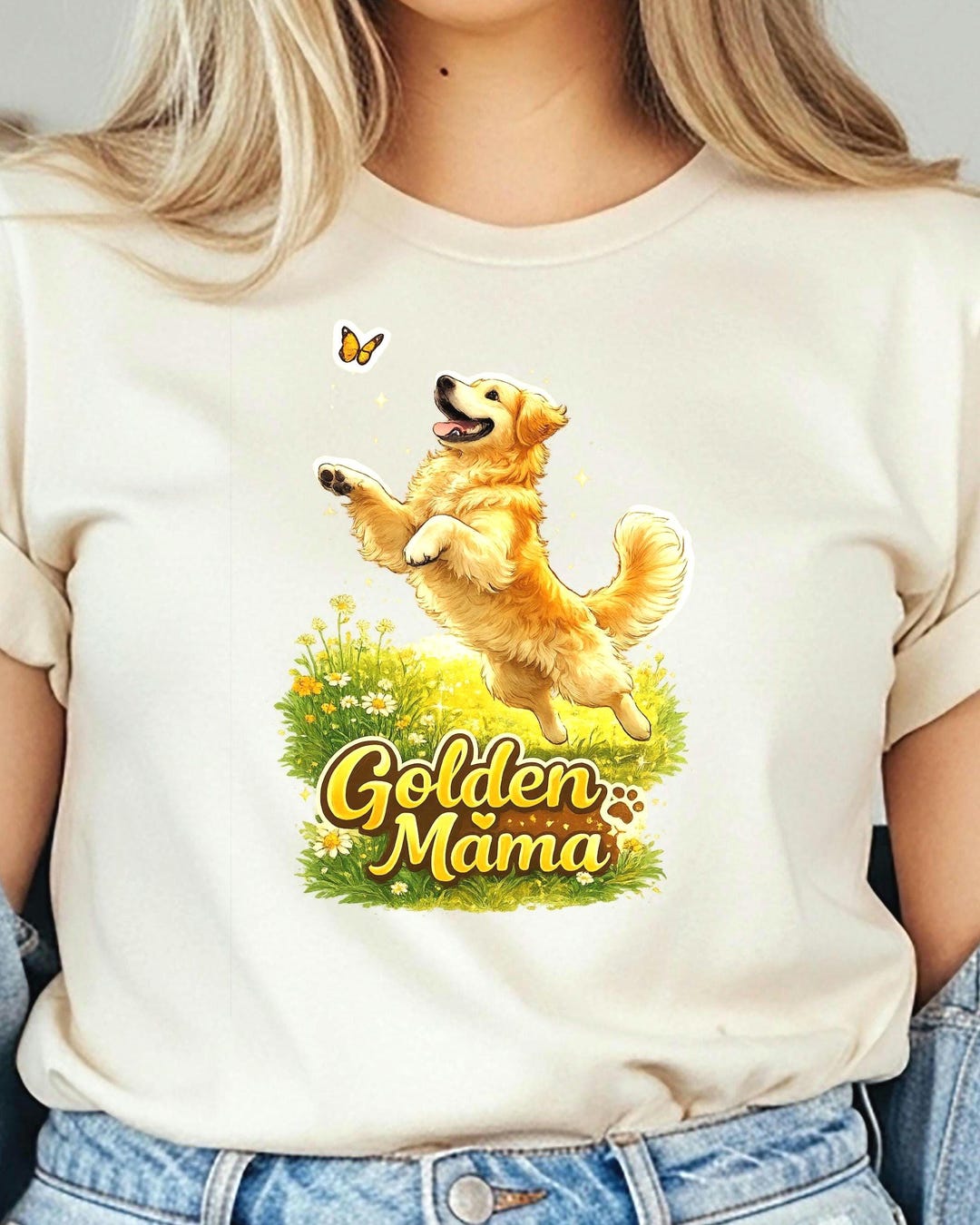 Golden Retriever Mama Shirt, Spring Dog Mom Graphic Tee, Pet Lover Gift ...