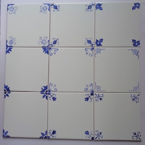 Blue and White Delft Style Handpainted Tiles - 9 designs 6x6 tile