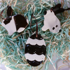 Easter Handmade Ornaments - dark chocolate bunnies and egg