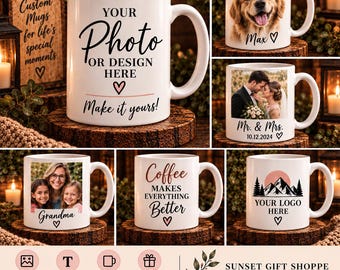 Custom Personalized White Mug, Your Photo or Design, Custom Coffee Mug, Personalized Photo Gift, Personalized Ceramic Coffee Cup
