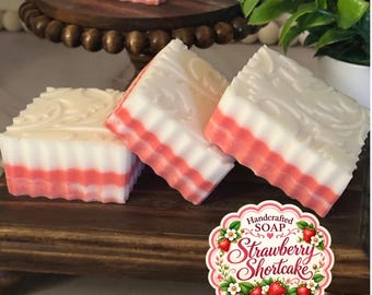 Strawberry Shortcake Goat Milk Soap | Strawberry Scented Soap | Handcrafted Artisan Soap | Bath and Body Gift, Goat Milk Soap