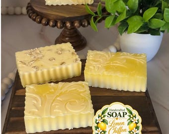 Lemon Chiffon Handcrafted Soap | Goat Milk Soap | Lemon Soap Bar | Botanical Soap | Handmade Bath & Body Gift | Gift for Her
