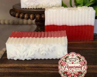 Peppermint Goat Milk Soap | Christmas Soap | Holiday Soap | Snowflake Soap | Christmas Gift