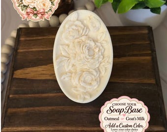 Unscented Oatmeal Soap Bar, Floral Design, Sensitive Skin Bath Gift