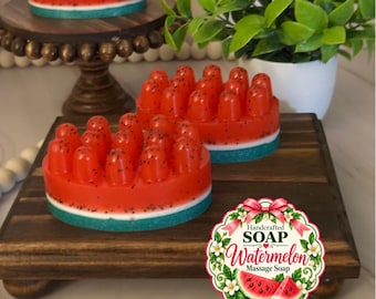 Watermelon Massage Soap Bar | Handcrafted Fruity Soap | Massage Bar | Summer Bath Gift, Spa Gifts