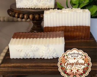 Gingerbread Goat Milk Soap | Christmas Soap | Snowflake Soap | Handmade Soap | Holiday Soap | Stocking Stuffer