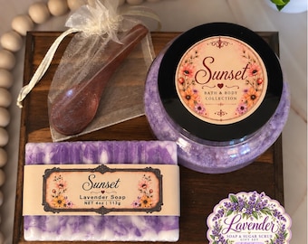 Lavender Soap and Sugar Scrub Set | Lavender Bath Gift for Her