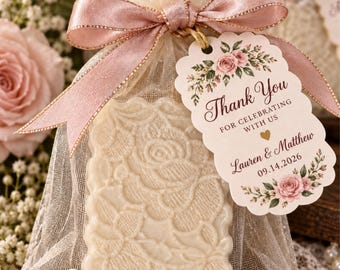 Rose Lace Wedding Soap Favors | Personalized Wedding Favors | Handmade Soap Favors | Bridal Shower Favors | Wedding Guest Gifts