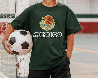 Kids Mexico Eagle Graphic T-Shirt, Youth Soccer Futbol Tee