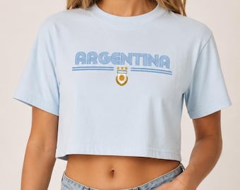 Argentina Soccer Crop Top | Washed Cotton Albiceleste Game Day Tee