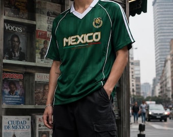 Retro Mexico Soccer Jersey, Vintage Football Shirt, 90s Streetwear Style
