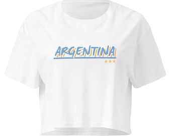 Argentina 3 Stars Crop Top | Cotton Football Fan Tee
